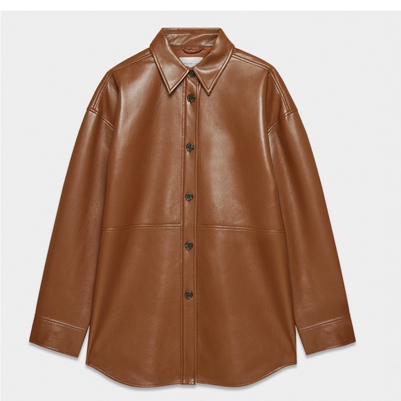 Aritzia Jackets & Blazers - Aritzia x Babaton Pelli Shirt Leather Jacket x Brown x Size S